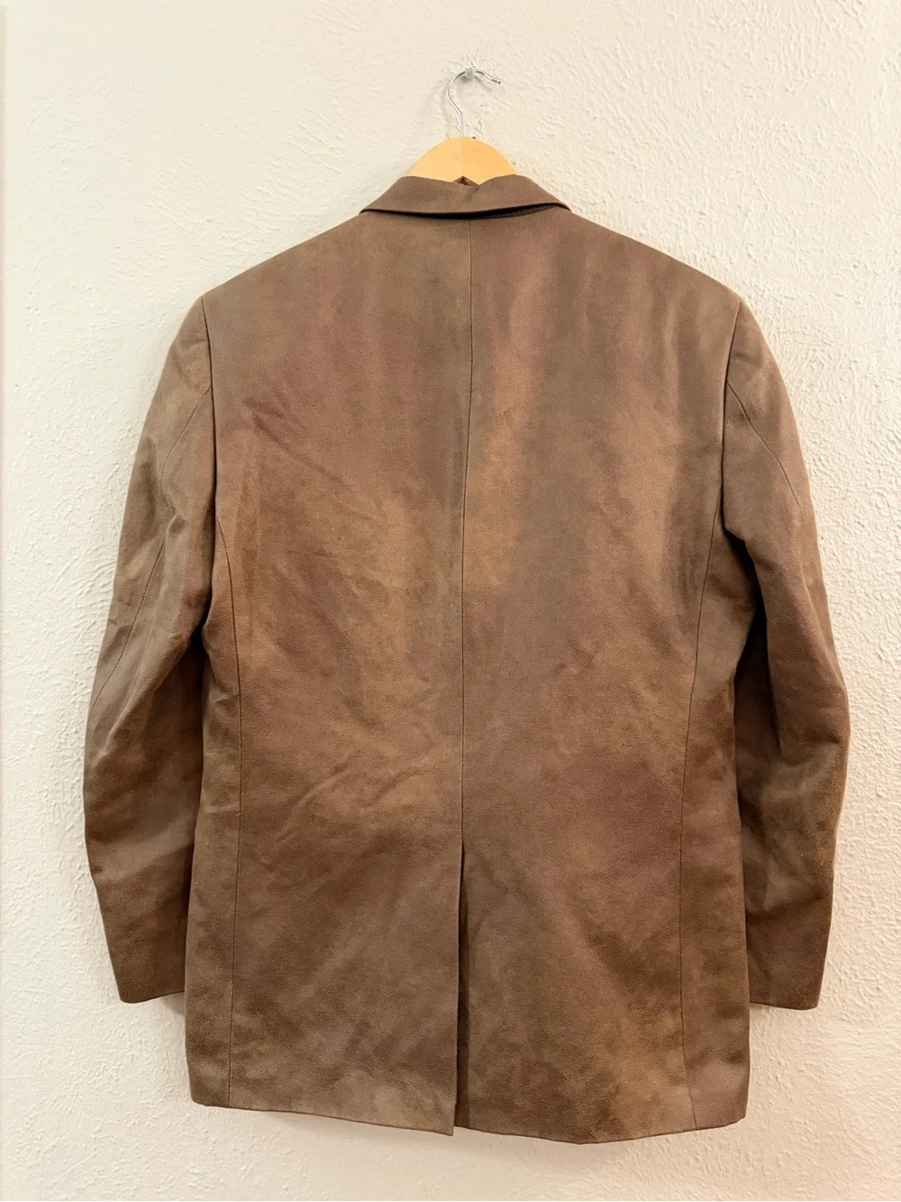 LRL ultra suede taupe brown lined suit coat
